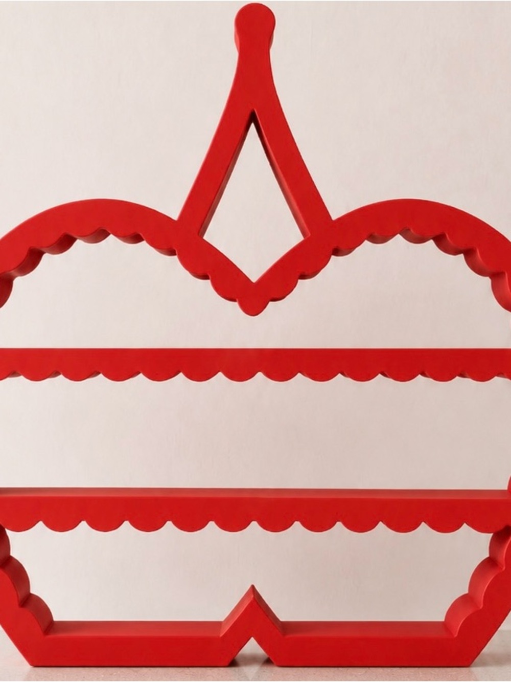 Red Scalloped Decorative Wall Shelf - Stylish Home Accent